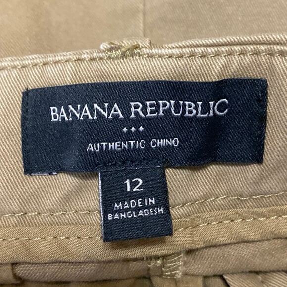 Banana Republic Brown High Rise Wide Leg Authentic Chino Khaki Bermuda Shorts 12 - Picture 4 of 5